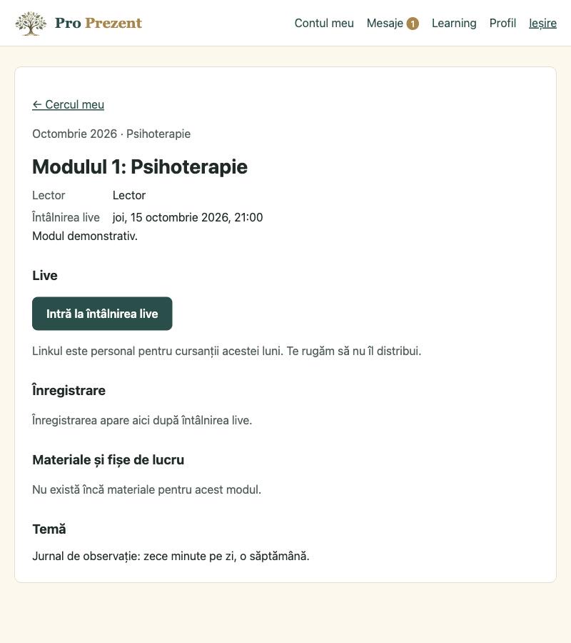 Pagina unui modul