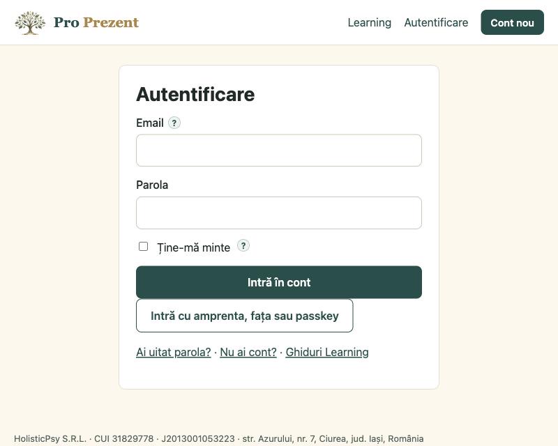 Pagina de autentificare