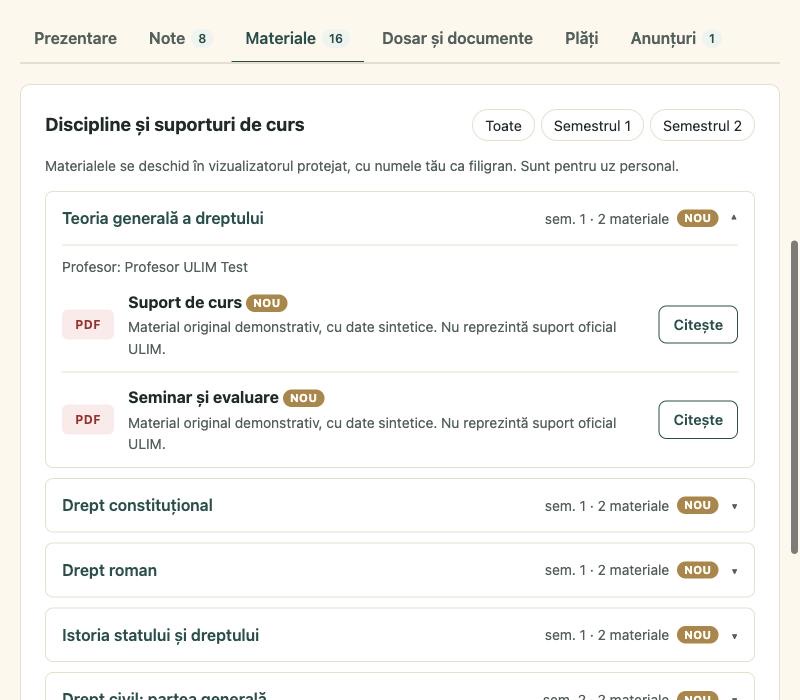 Suporturile de curs pe discipline